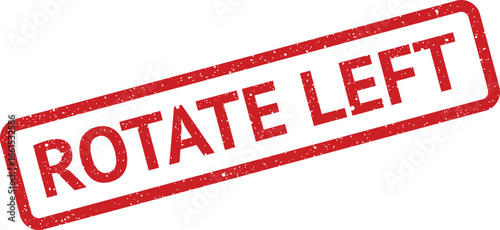 Distressed rotate left stamp vector, isolated on white, directional instruction with rough texture