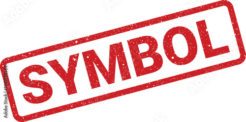 Distressed rubber stamp effect with the word SYMBOL in a rectangular frame