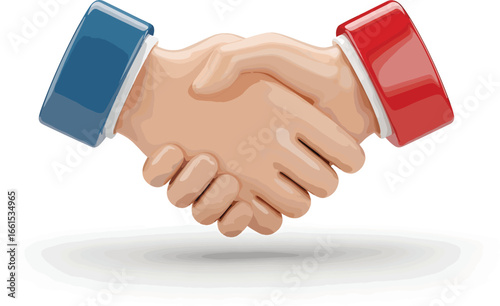 Two hands shaking with business suits representing partnership, cooperation, and successful corporate deal