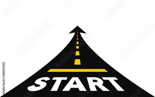 Start line on the highway. Conception of start