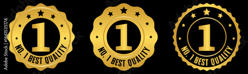 Number One Best Quality Gold Badge Seal Icon Set