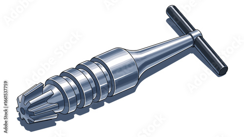 Illustration of a metallic reamer tool for precision engineering and design applications
