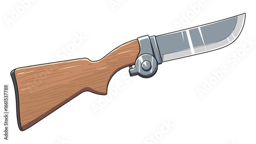 Unique Conceptual Image of a Knife with a Rifle Stock for Design Concepts and Illustrations