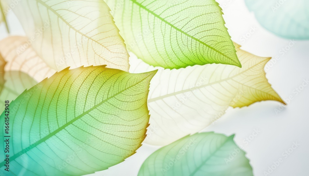 Obraz premium Elegant and delicate translucent leaf structures, showcasing the beauty of nature with subtle color gradients and intricate details