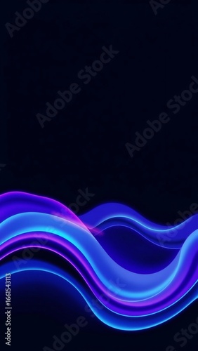 Abstract blue and purple liquid wavy shapes futuristic banner. Glowing retro waves vector background