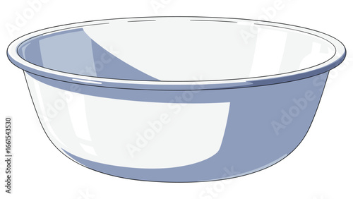 Clean Empty Blue Tinted Bowl Illustration for Food Preparation and Mixing Design