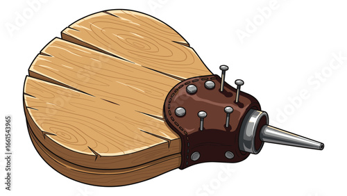 Vintage Fireplace Bellows Illustration Wood Leather Metal Detail for Design and Decoration
