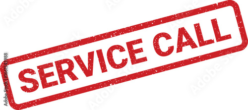 Distressed service call stamp illustration, emergency assistance alert with grunge texture