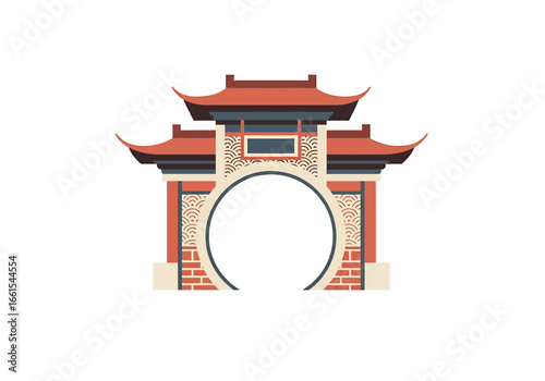 Chinese Traditional Arch Gate Vector Illustration