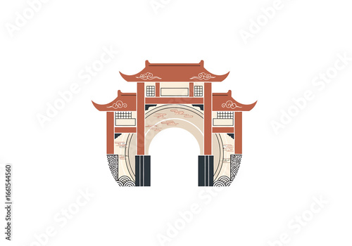 Chinese Traditional Arch Gate Vector Illustration