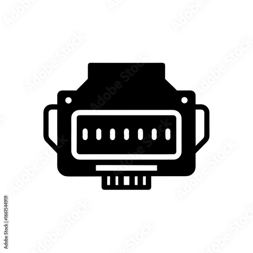 black silhouette of a 9 pin serial port  db9   vec