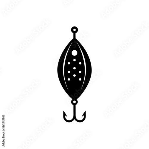 black silhouette of a fishing lure ornament  detai