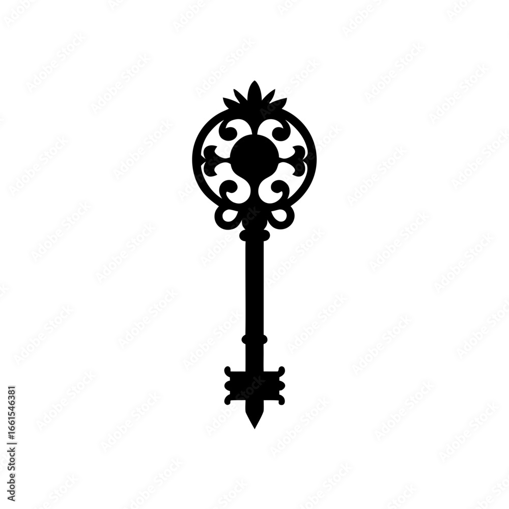 Obraz premium black silhouette of a key ornament vintage skelet