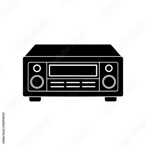 black silhouette of a home theater receiver  front