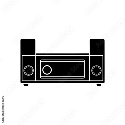 black silhouette of a home theater receiver  front