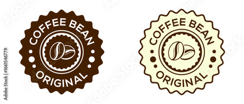 Coffee Bean Original Round Badge Seal Logo in Brown and Beige
