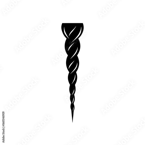 black silhouette of a long  twisted icicle ornamen