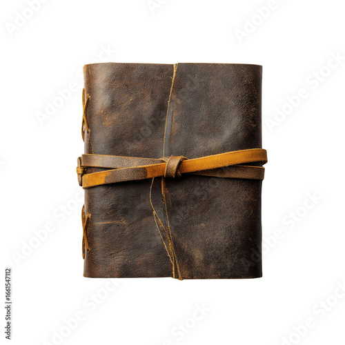 Antique Leather-Bound Journal with Leather Straps