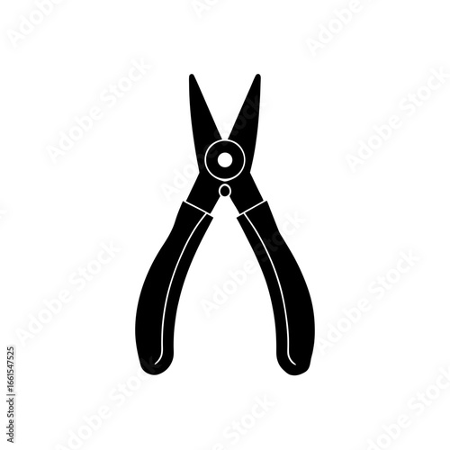 black silhouette of a pair of needle nose pliers  