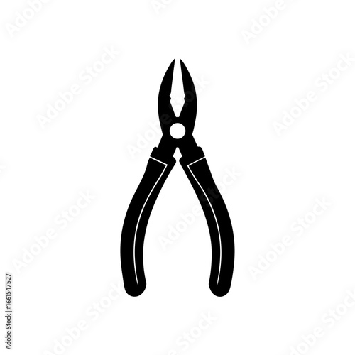 black silhouette of a pair of needle nose pliers  