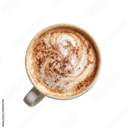Overhead View of a Cup of Cappuccino with Cinnamon Sprinkle
