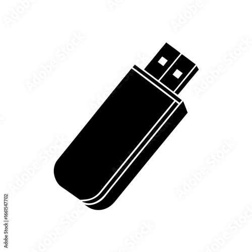black silhouette of a portable usb flash drive  ve
