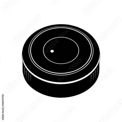 black silhouette of a round piezo buzzer  top down