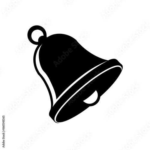 black silhouette of a single large jingle bell  si
