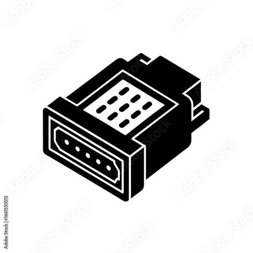 black silhouette of a vga connector port  d sub sh