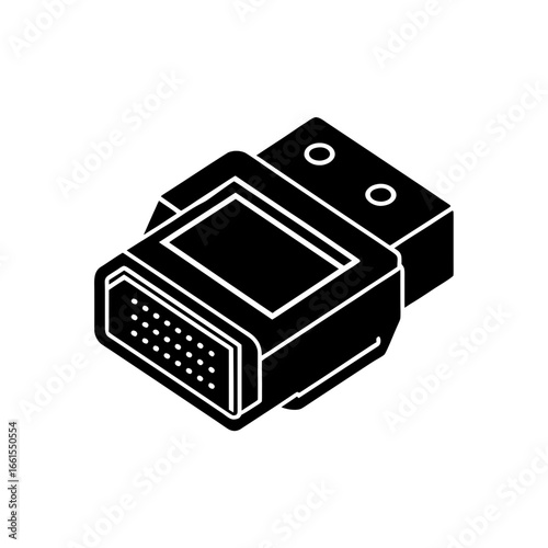 black silhouette of a vga connector port  d sub sh