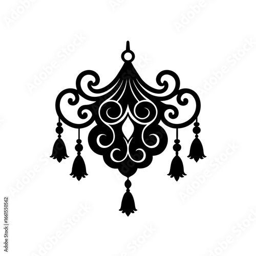black silhouette of a victorian style ornament wit