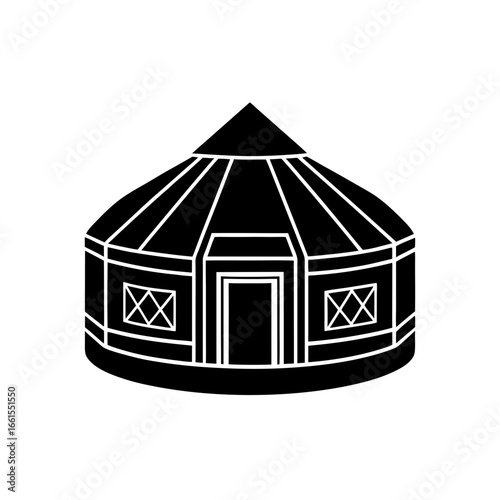 round yurt silhouette house vector