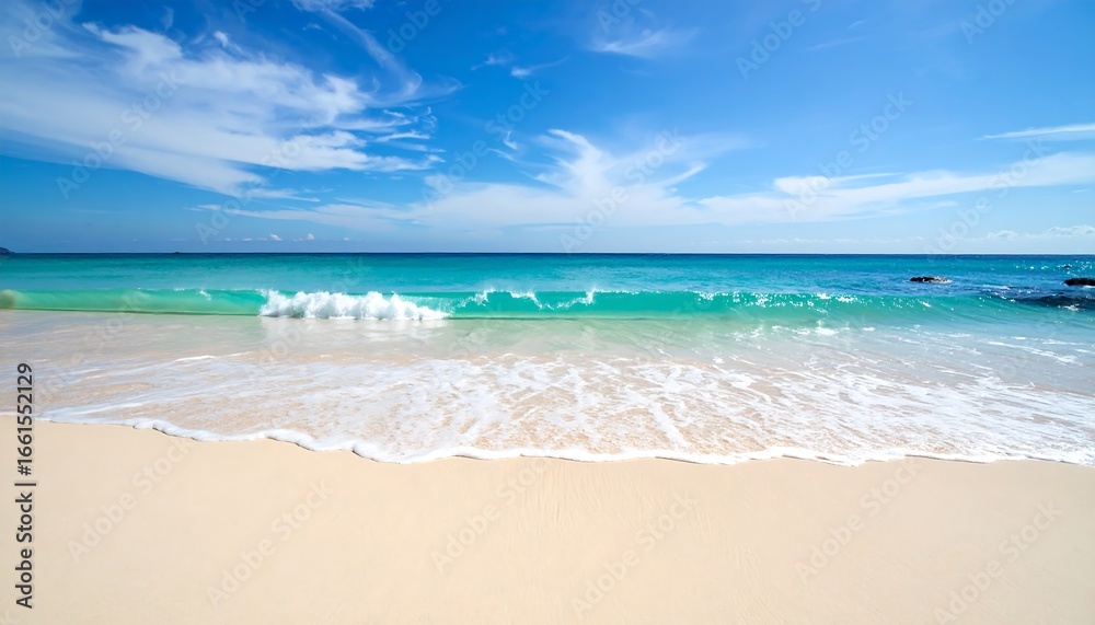 Fototapeta premium Pristine beach scene, turquoise waves