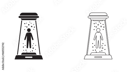 Alien abduction icon in outline and filled style