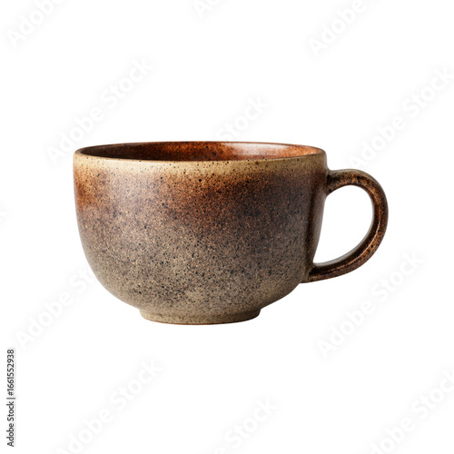 Rustic Brown and Beige Ceramic Mug, Earthenware Teacup, Coffee Cup, Large Capacity