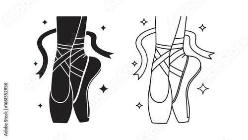 Ballet shoes with ribbon and sparkles