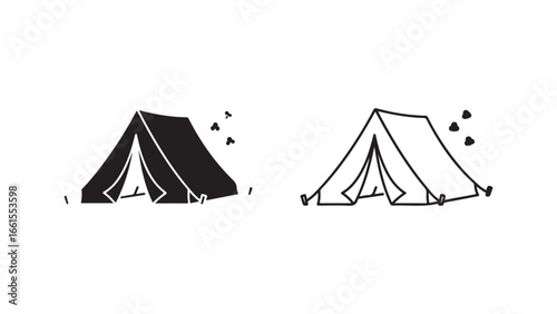 Camping tent icon with transparent background