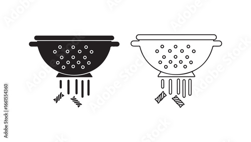 Cooking pasta in a colander with transparent background