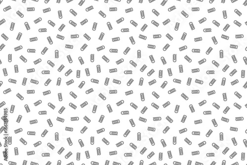 Coloring page of seamless pattern with push pins, paper clips and thumbtacks. For entertaining kids, back to school, education black and white printable design, DIY craft activity, educational concept