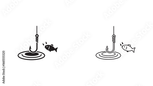 Fishing hook with fish in water
