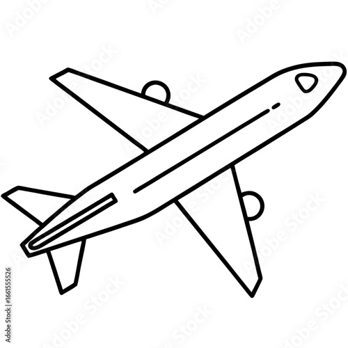 Passenger Aircraft Detailed Line Art Coloring Sheet