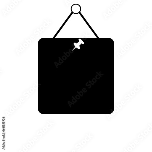 Blank notice board hanging on a  background