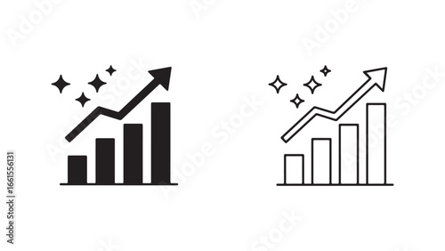 Growth chart icon with rising arrow and stars