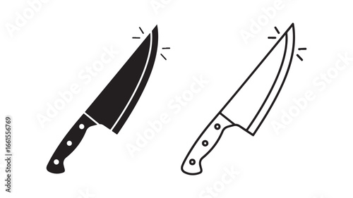 Kitchen knife icon with transparent background