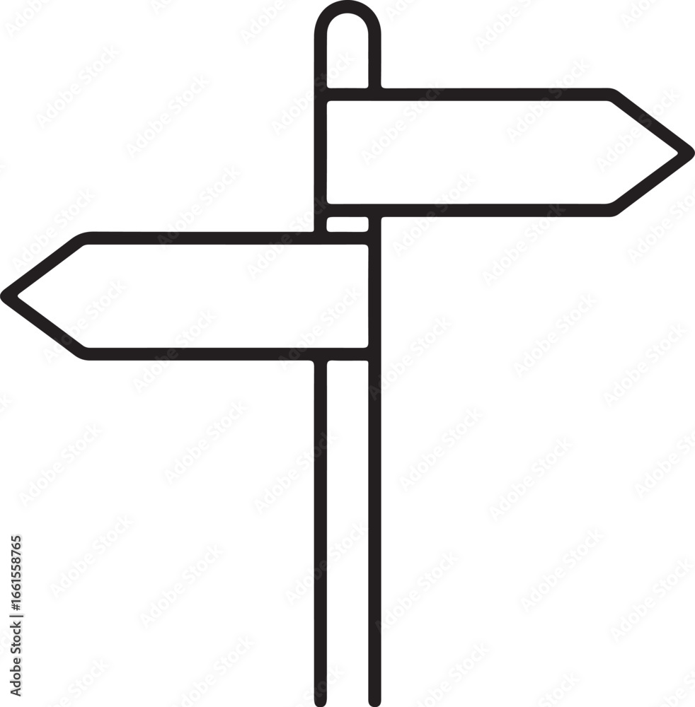 Directional signpost with two blank arrows for navigation choices and information Directional signpost with two blank arrows for navigation choices and information