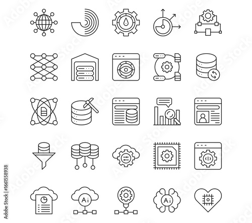 Data Analytics Line Vector Icons