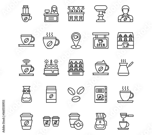 Coffee Shop Line Vector Icons