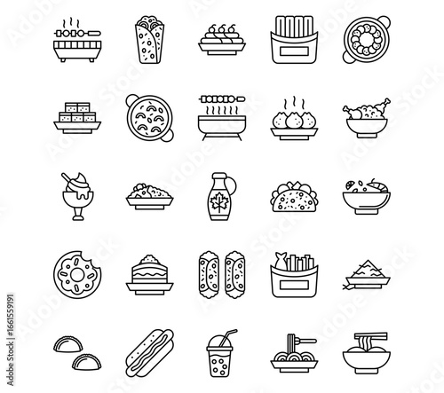 World Cuisine Line Vector Icons