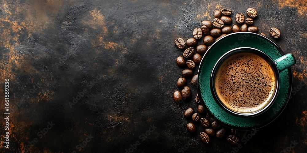 Stylish coffee with chocolate chips on dark background, banner Stylish coffee with chocolate chips on dark background, banner