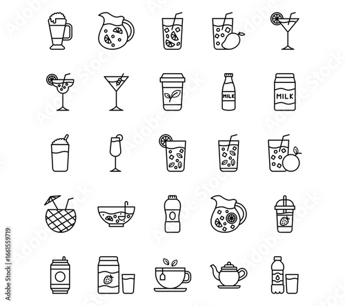 Beverages Line Vector Icons